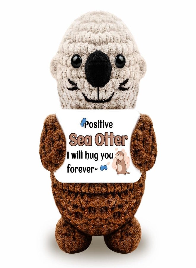 AICHPVOY Handmade Crochet Sea Otter Doll Inspirational Support Gift for Women Men Cute Desk Decor Perfect Birthday, Teacher, Retirement Thank You Gift - Image 1